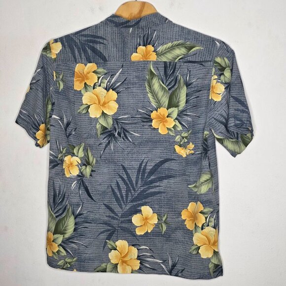 Tommy Bahama Silk Hawaiian Short Sleeve Shirt Gray Floral Men's Large L - Picture 3 of 4